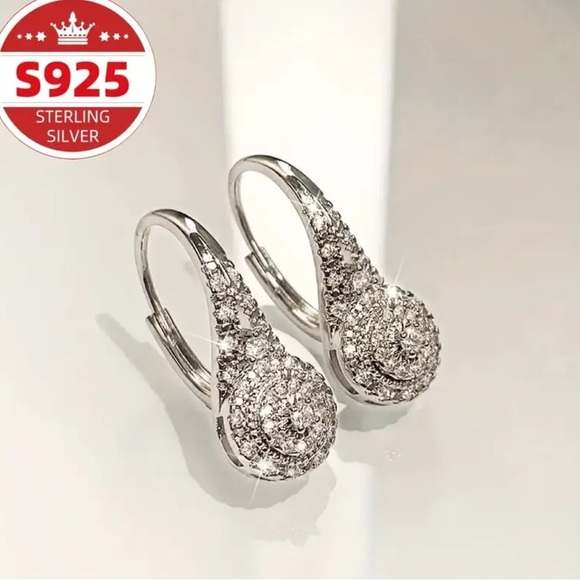 Women’s 925 Sterling Silver Synthetic Zirconia Pendant Earrings - NWT - Picture 8 of 9